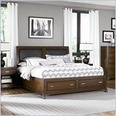 American Drew Essex Leather Accent King Bed in Mink