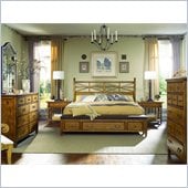 American Drew Americana Home King Bench Bed in Warm Khaki Oak
