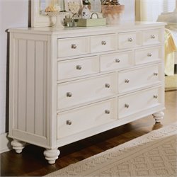 American Drew Camden 9 Drawer Double Dresser in Antique White