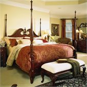 American Drew Cherry Grove Pediment Wood Poster 2 Piece Bedroom Set in Antique Cherry