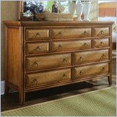 American Drew Antigua 10 Drawer Double Dresser in Toasted Almond