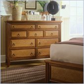 American Drew Antigua 9 Drawer Double Dresser in Toasted Almond