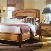 American Drew Antigua Low Profile Wood Panel Bed 2 Piece Bedroom Set in Toasted Almond