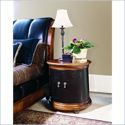 American Drew Bob Mackie Round Leather Night Stand