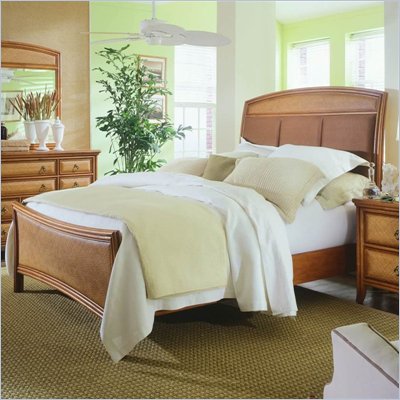 American Drew Antigua Upholstered Panel Bed in Toasted Almond Finish