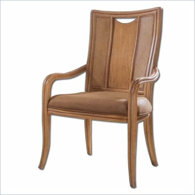 American Drew Antigua Collection Splat Back Casual Arm Chair in Toasted Almond Finish