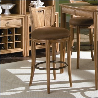 American Drew Antigua Round Counter Height Swivel Stool in Toasted Almond Finish