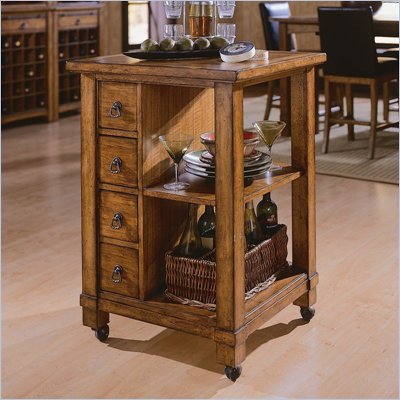 American Drew Beacon Ridge Serving Cart in Rustic Pecan Finish