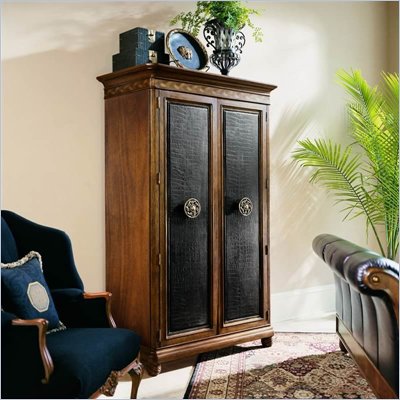 American Drew Bob Mackie TV/Wardrobe Armoire with Leather Door