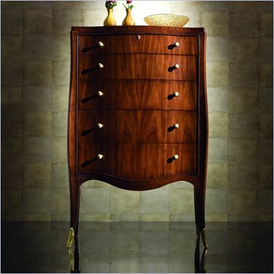 American Drew Bob Mackie Home Signature 5 Drawer Leg Chest in Rosewood Finish