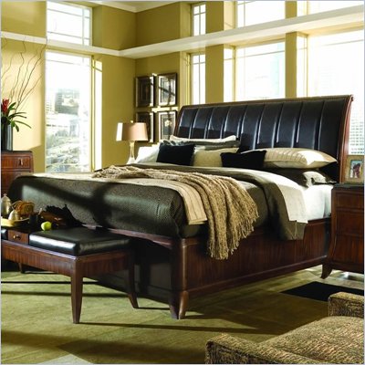 American Drew Bob Mackie Signature Sleigh Bed in Rosewood Finish