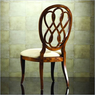 American Drew Bob Mackie Signature Splat Back Fabric Formal Side Chair in Rosewood Finish