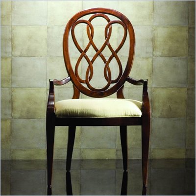 American Drew Bob Mackie Signature Wood Splat Back Formal Arm Chair in Rosewood Finish