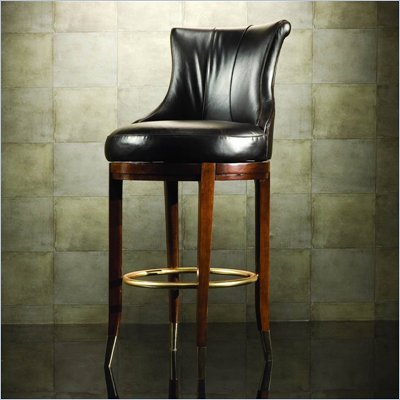 American Drew Bob Mackie Signature Chocolate Brown Leather 30"H Bar stool