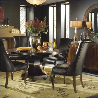 American Drew Bob Mackie Signature Round Casual Dining Set in Dark Cherry Finish