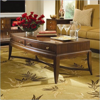 American Drew Bob Mackie Signature Rectangle Cocktail Table in Rosewood Finish