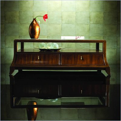 American Drew Bob Mackie Signature Rectangular Glass Cocktail Table in Rosewood