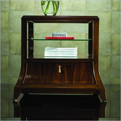 American Drew Bob Mackie Signature Glass Top End Table with Storage