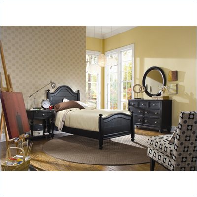 American Drew Camden Black Wood Panel Bed 4 Piece Bedroom Set