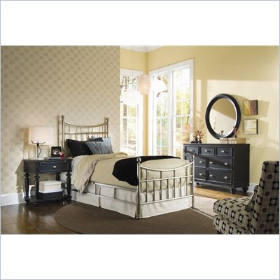 American Drew Camden Metal Bed in Brushed Nickle Finish 4 Piece Bedroom Set