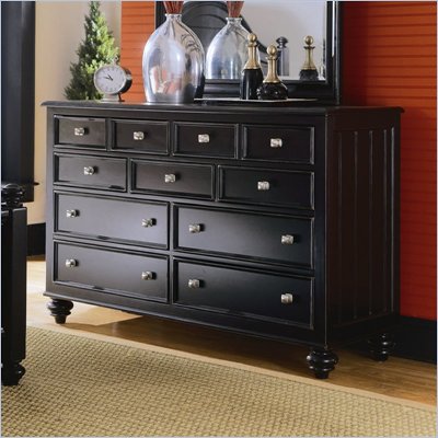 American Drew Camden 9 Drawer Double Dresser in Black Finish