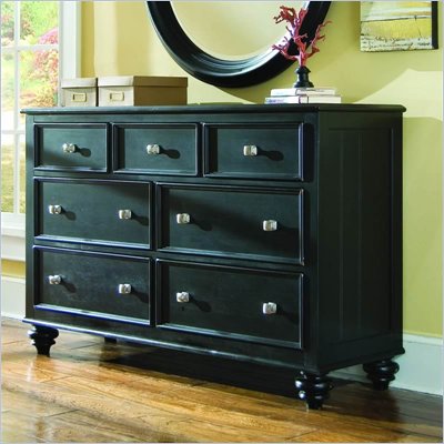 American Drew Camden 7 Drawer Double Dresser in Black Finish