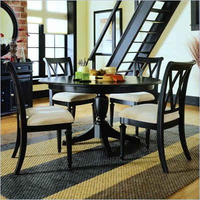  Kitchen Table Sets on American Drew Camden Round Casual Dining Table Set In Black Finish