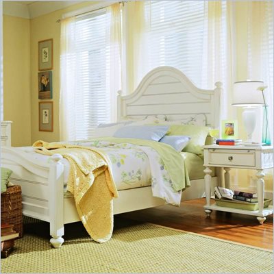 American Drew Camden Antique White Wood Panel Bed 5 Piece Bedroom Set