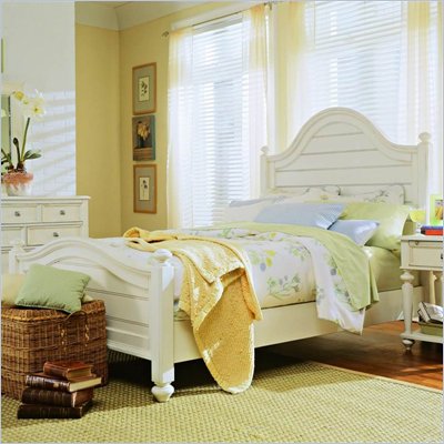 American Drew Camden Antique White Panel Bed