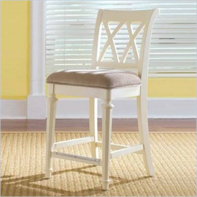 American Drew Camden 25 Inch Splat Back Bar Stool in Antique White Finish