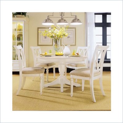 American Drew Camden Round Casual Dining Set in Antique White Finish