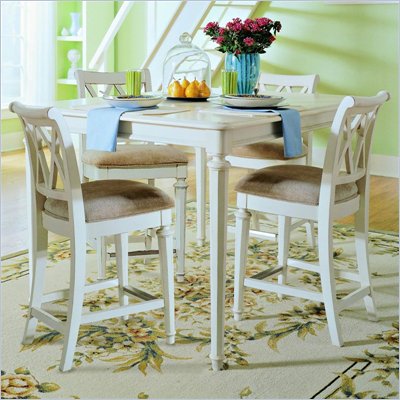 American Drew Camden Square Gathering Table Set in Antique White Finish