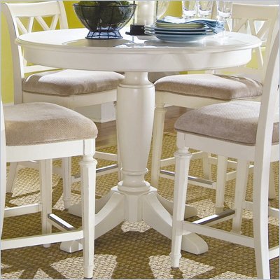 American Drew Camden Antique White Round Counter Height Pedestal Table