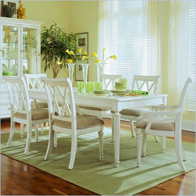 American Drew Camden Rectangular Casual Dining Set in Antique Camden White Finish