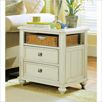 American Drew Camden Antique White Wood Storage End Table