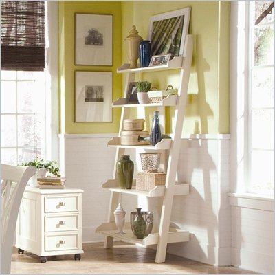 American Drew Camden Antique White Ladder Wall Storage Bookcase