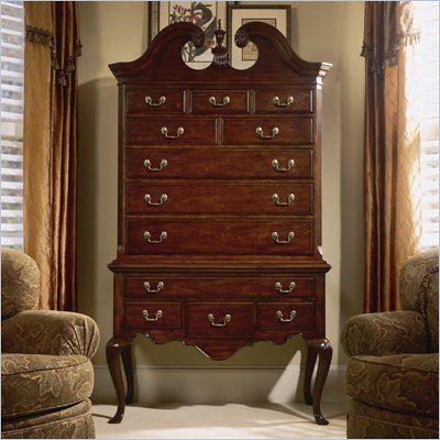 American Drew Cherry Grove 12 Drawer Highboy Chest in Antique Cherry Finish