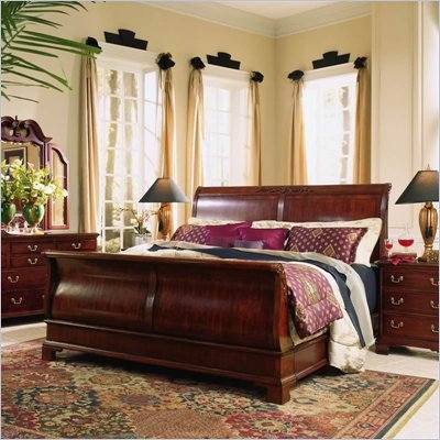 Wooden  Frames on Cherry Grove Wood Sleigh Bed 5 Piece Bedroom Set In Antique Cherry