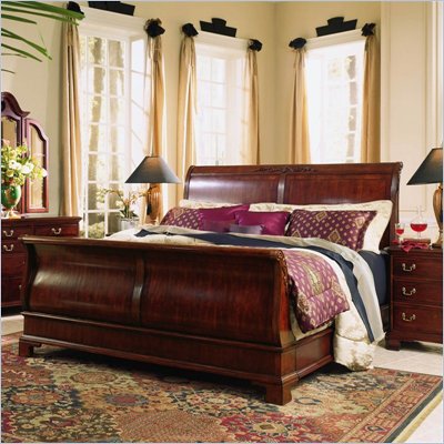 American Drew Cherry Grove Sleigh Bed in Antique Cherry Finish
