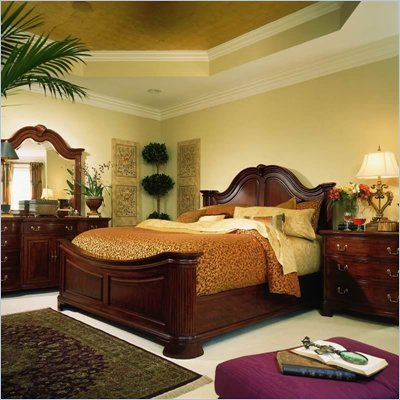 American Drew Cherry Grove Mansion Wood Panel Bed 5 Piece Bedroom Set