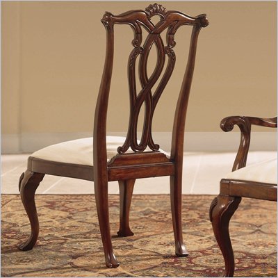 American Drew Cherry Grove Pierced Back Fabric Formal Side Chair in Antique Cherry 
