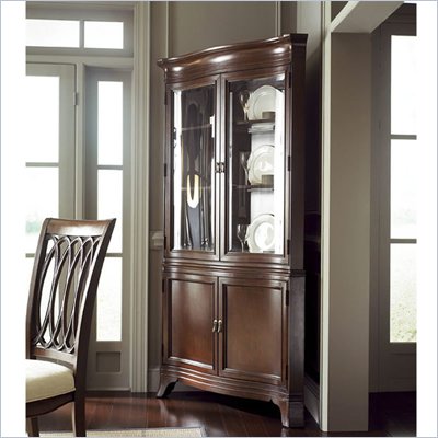 American Drew Cherry Grove Corner China in Mid Tone Brown