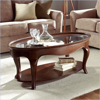 American Drew Cherry Grove Oval Cocktail Table in Mid Tone Brown