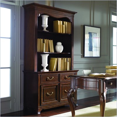 American Drew Cherry Grove Bookcase with Drawers in Mid Tone Brown