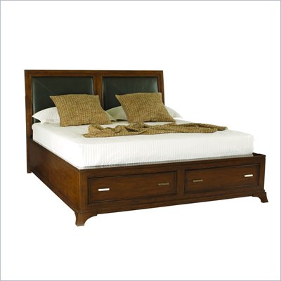 American Drew Essex Leather Accent King Bed in Mink