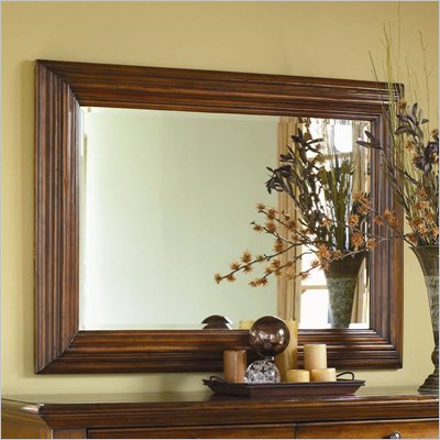 American Drew European Traditions Rectangular Mirror in Distressed Rustic Cherry