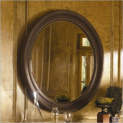 American Drew European Traditions Round Leather Mirror