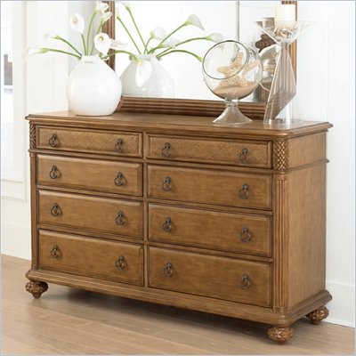 American Drew Grand Isle 8 Drawer Double Dresser in Amber Finish