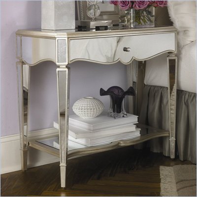 American Drew Jessica McClintock Couture Mirrored Nightstand in Silver Leaf