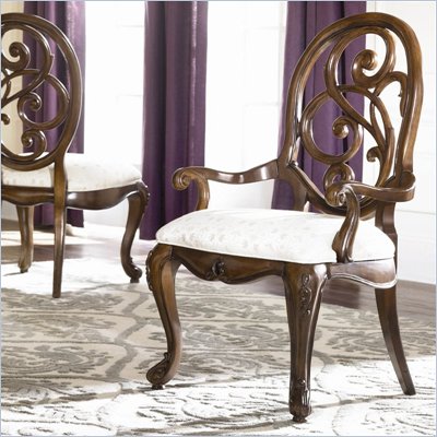 American Drew Jessica McClintock Couture Splat Back Fabric Arm Chair in Mink